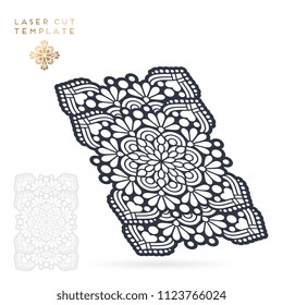 Vector wedding card laser cut template. Vintage decorative elements. Hand drawn background. Islam, Arabic, Indian, ottoman motifs. Vector illustration