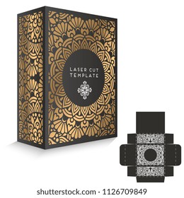 Vector wedding card laser cut template. Vintage decorative elements. Hand drawn background. Islam, Arabic, Indian, ottoman motifs. Vector illustration