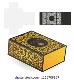 Vector wedding card laser cut template. Vintage decorative elements. Hand drawn background. Islam, Arabic, Indian, ottoman motifs. Vector illustration