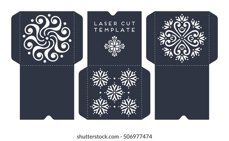 Vector wedding card laser cut template. Vintage decorative elements. Hand drawn background. Islam, Arabic, Indian, ottoman motifs. Vector illustration