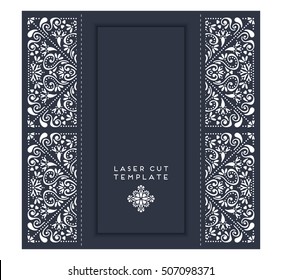 Vector wedding card laser cut template. Vintage decorative elements. Hand drawn background. Islam, Arabic, Indian, ottoman motifs. Vector illustration