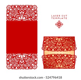 Vector wedding card laser cut template