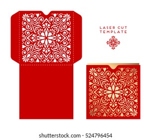 Vector wedding card laser cut template