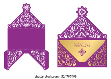 Vector wedding card laser cut template