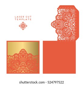 Vector wedding card laser cut template
