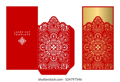 Vector wedding card laser cut template