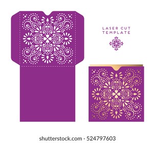 Vector wedding card laser cut template