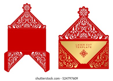 Vector wedding card laser cut template