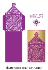 Vector wedding card laser cut template