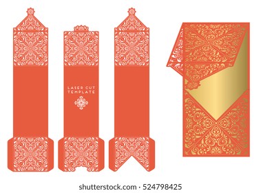 Vector wedding card laser cut template