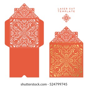 Vector wedding card laser cut template