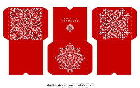 Vector wedding card laser cut template