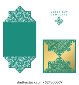 Vector wedding card laser cut template