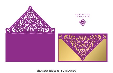 Vector wedding card laser cut template