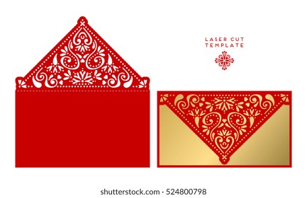 Vector wedding card laser cut template