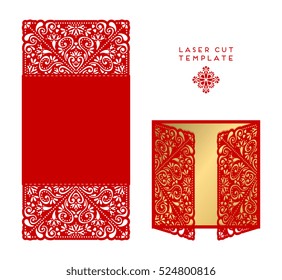 Vector wedding card laser cut template
