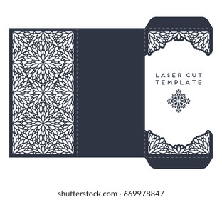 Vector wedding card laser cut template with mandala