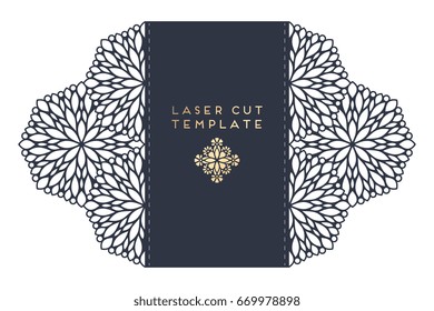 Vector wedding card laser cut template with mandala