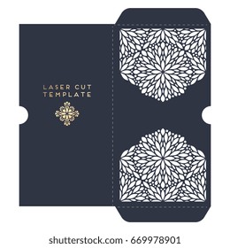 Vector wedding card laser cut template with mandala