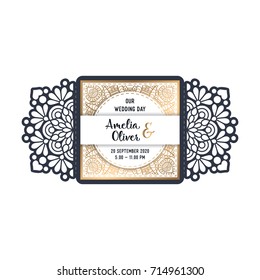 Vector wedding card laser cut template