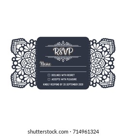 Vector wedding card laser cut template