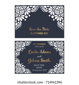 Vector wedding card laser cut template