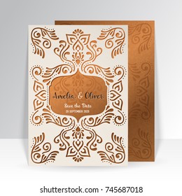 Vector wedding card laser cut template