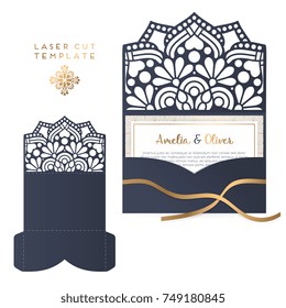 Vector wedding card laser cut template