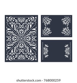 Vector wedding card laser cut template
