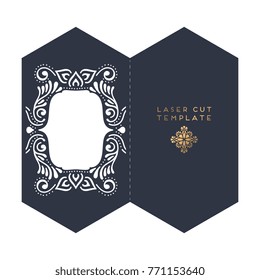 Vector wedding card laser cut template