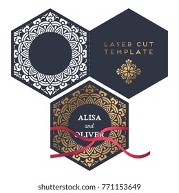 Vector wedding card laser cut template
