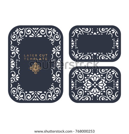 Vector wedding card laser cut template