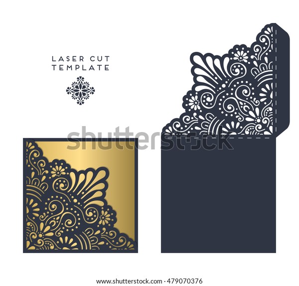 Vector Wedding Card Laser Cut Template Stock Vector Royalty Free