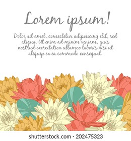 Vector wedding card with lotus and lily flowers