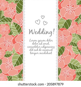 Vector wedding card with lotus and lily flowers
