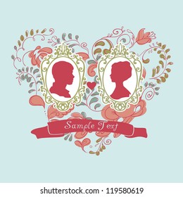 Vector Wedding Card. Ornamental heart