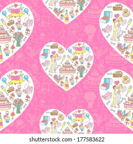 Vector wedding celebration decoration. Seamless pattern background.