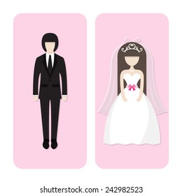 Vector of wedding couple character on isolated background