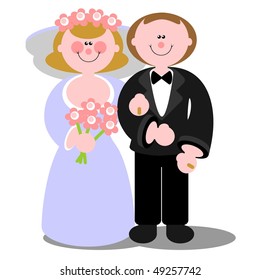 Vector. Wedding couple in color 03