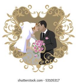 Vector. Wedding couple in color 08