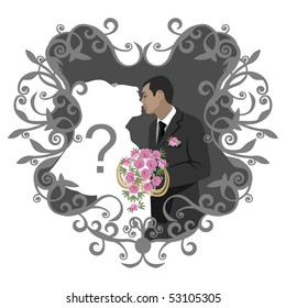 Vector. Wedding couple in color 11