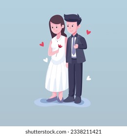vector wedding couple in flat design