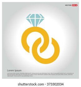 Vector wedding diamond rings icon. Flat design