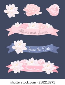Vector Wedding Floral Banner set