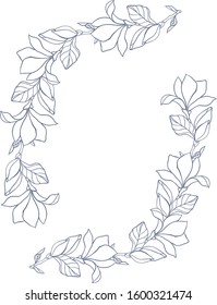 Vector wedding flower outline invitation and congrats postcard