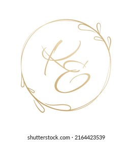 Vektor Hochzeit goldenes Monogramm oder Logo mit K und E Buchstaben.