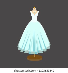 Vector of Wedding Gown in Mannequin. Ball Gown on Mannequin.