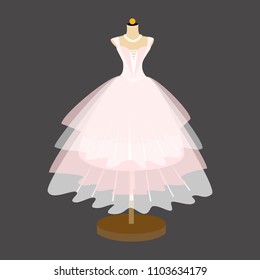 Vector of Wedding Gown in Mannequin. Ball Gown on Mannequin.