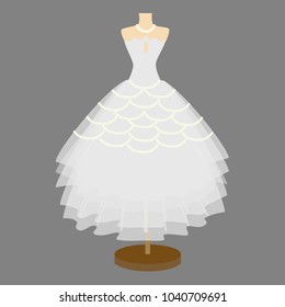 Vector of Wedding Gown on Mannequin. Illustration on Grey Background. Ball Gown on Mannequin. Wedding Dress.