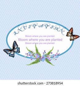 Vector. Wedding/ greeting card in a decorative circle with flowers.